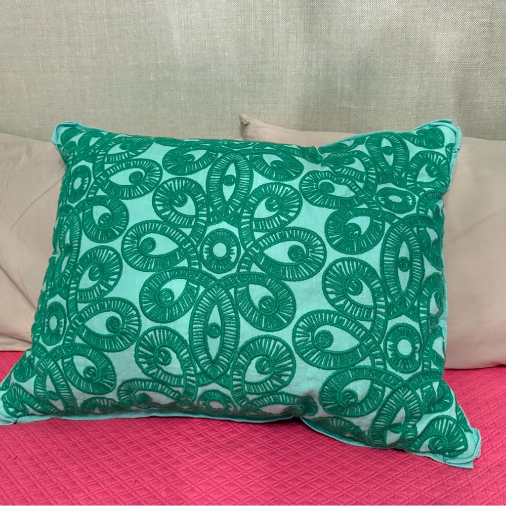 Custom Made Lilly Pulitzer Embroidered Throw Pillow